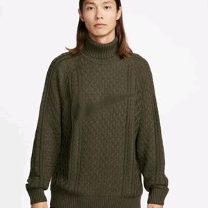 Nike Men’s Cable-Knit Turtleneck Sweater – Olive Green – New With Tags